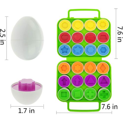  Beakabao 12pcs Color and Shape Matching Egg Set Montessori Toddler Education Classification Toys for Fine Motor Skills of The Fingers Muscles, Preschool Children Smart Puzzles East