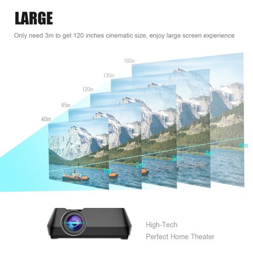  Beamerking Video Projector Movie Home Theater +30% Lumens Portable Led Projector Mini Projector Up 170 inches Display Support Full HD 1080P HDMI USB VGA AV for iPhone Laptop Android Smartphon