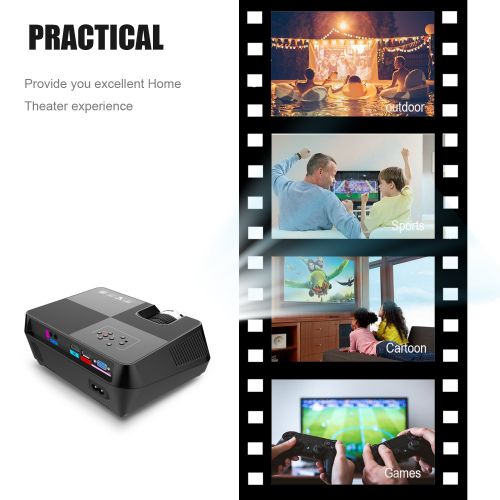  Beamerking Video Projector Movie Home Theater +30% Lumens Portable Led Projector Mini Projector Up 170 inches Display Support Full HD 1080P HDMI USB VGA AV for iPhone Laptop Android Smartphon