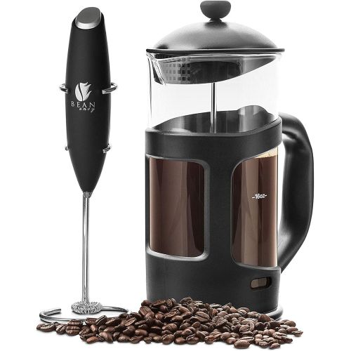  [아마존베스트]Bean Envy Professional Grade 34 oz French Press Coffee Maker & Premium Milk Frother With Stainless Steel Stand - Save Time & Money With Homemade Lattes! Spice Up Your Countertop & Taste Buds