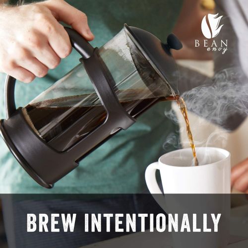  [아마존베스트]Bean Envy Professional Grade 34 oz French Press Coffee Maker & Premium Milk Frother With Stainless Steel Stand - Save Time & Money With Homemade Lattes! Spice Up Your Countertop & Taste Buds