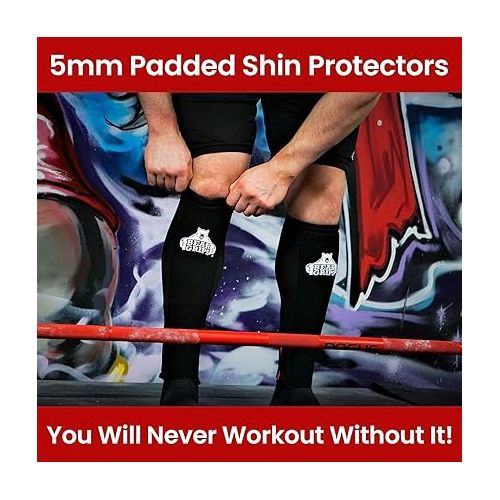  Bear Grips Deadlift Shin Guards - Breathable Gym Equipment Rope Climbing Shin Guard for Men and Women - Injury Prevention Calf Support Shin Guard Sleeves for Ultimate Shin Protection