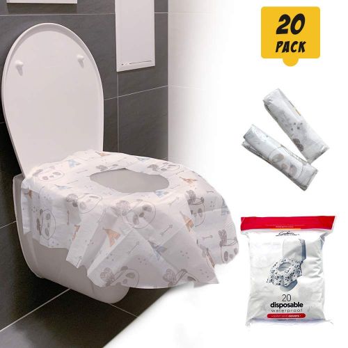  [아마존베스트]Bear and Care Disposable Toilet Seat Cover for Potty Training Toddler Kids and Adults. 20 Individually Wrapped...