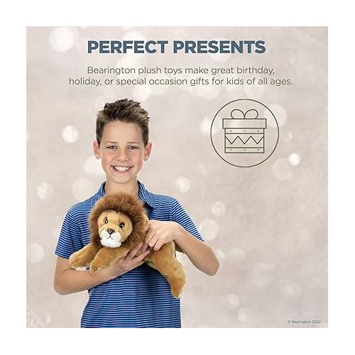  Bearington King the Lion: Realistic Plush Ultra-Soft 14” Long Stuffed Animal Toy Made With Premium Fill and Poseable Limbs; Surface Washable, Great Gift for Boys, Girls and Wildlife Lovers of All Ages