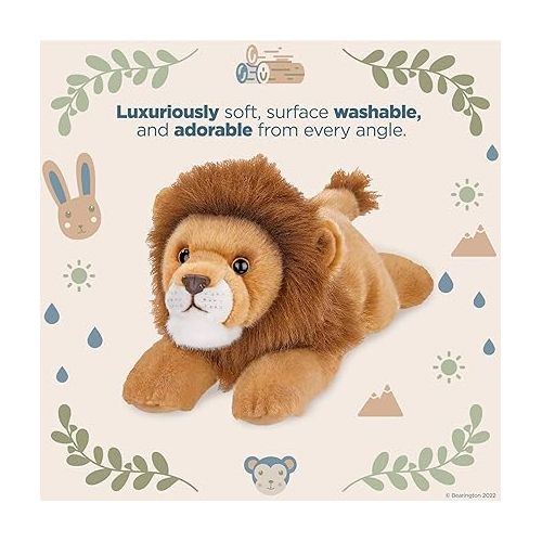  Bearington King the Lion: Realistic Plush Ultra-Soft 14” Long Stuffed Animal Toy Made With Premium Fill and Poseable Limbs; Surface Washable, Great Gift for Boys, Girls and Wildlife Lovers of All Ages