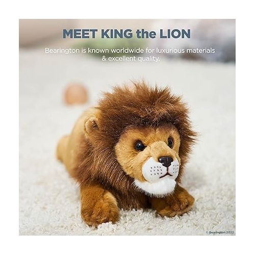  Bearington King the Lion: Realistic Plush Ultra-Soft 14” Long Stuffed Animal Toy Made With Premium Fill and Poseable Limbs; Surface Washable, Great Gift for Boys, Girls and Wildlife Lovers of All Ages