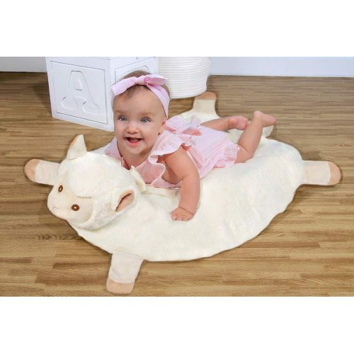  Visit the Bearington Collection Store [가격문의]Bearington Baby Lil Alma Belly Blanket, Llama Plush Stuffed Animal Tummy Time Play Mat