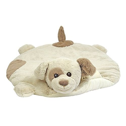  Visit the Bearington Collection Store Bearington Baby Lil Spot Belly Blanket, Beige Puppy Dog Plush Stuffed Animal Tummy Time Play Mat