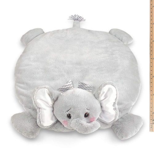 Visit the Bearington Collection Store Bearington Baby Lil Spout Belly Blanket, Gray Elephant Plush Stuffed Animal Tummy Time Play Mat