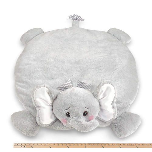  Visit the Bearington Collection Store Bearington Baby Lil Spout Belly Blanket, Gray Elephant Plush Stuffed Animal Tummy Time Play Mat
