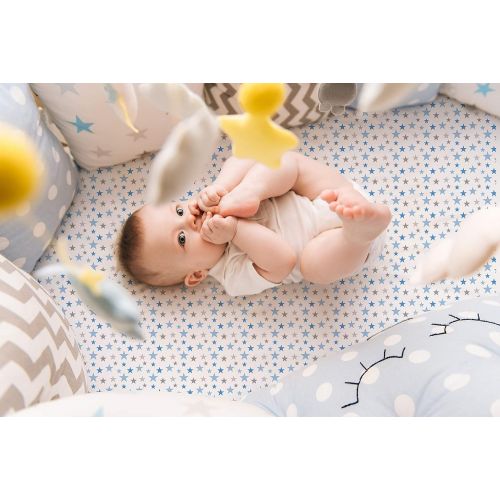  [아마존베스트]Bear's Little Fish Bears Little Fish 3-Pack of Bassinet Sheets | 100% Hypoallergenic Jersey Cotton | Blue and...