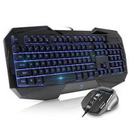 Beastron gaming keyboard and mouse combo,LED 104 Keys USB Ergonomic Wrist Rest Computer keyboard USB Wired for Windows PC Gamers