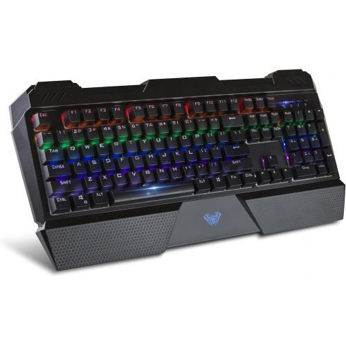  Beastron RGB LED Backlit Mechanical Wired Gaming Keyboard with Blue Switches, Adjustable Backlit Effects, Compatible with PC and Mac - Sapphire Spectrum 2013BL