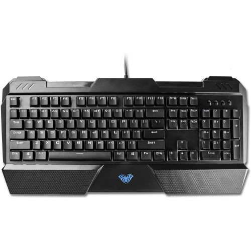  Beastron Mechanical Wired Gaming Keyboard with Blue Switches, Wrist Rest, Compatible with PC and Mac - Sapphire