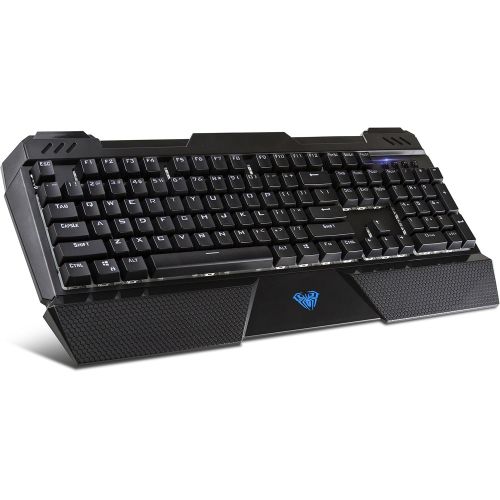  Beastron Mechanical Wired Gaming Keyboard with Blue Switches, Wrist Rest, Compatible with PC and Mac - Sapphire