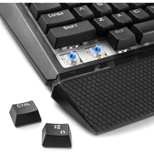  Beastron Mechanical Wired Gaming Keyboard with Blue Switches, Wrist Rest, Compatible with PC and Mac - Sapphire