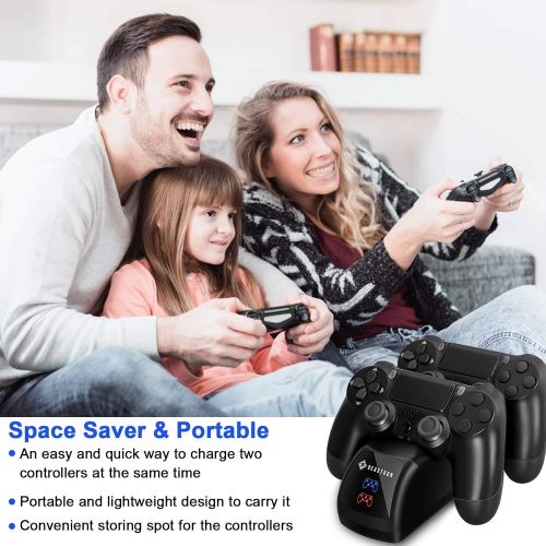  [아마존베스트]Beastron Dual USB Charger Station Dock for Sony PS4 Controller, Dual Charging Back Stand Docking Station with LED Light Indicator, Compatible with Playstation 4 PS4, Black