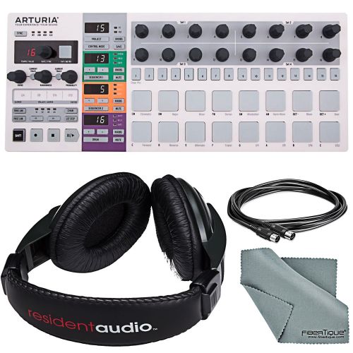  Photo Savings Arturia BeatStep Pro MIDIAnalog Controller & Sequencer and Basic Bundle wResident Audio R100 Pro Stereo Headphones + MIDI Cable + Fibertique Cloth