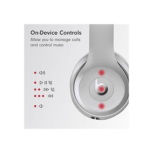 비츠 Beats Solo3 Wireless On-Ear Headphones - Apple W1 Headphone Chip, Class 1 Bluetooth, 40 Hours of Listening Time, Built-in Microphone - Silver