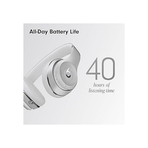 비츠 Beats Solo3 Wireless On-Ear Headphones - Apple W1 Headphone Chip, Class 1 Bluetooth, 40 Hours of Listening Time, Built-in Microphone - Silver