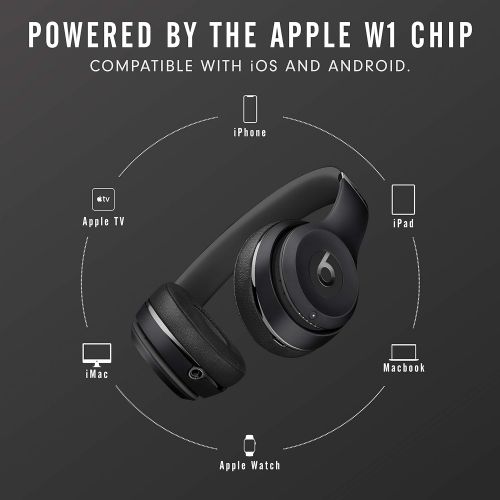 비츠 Beats Solo3 Wireless On-Ear Headphones - Apple W1 Headphone Chip, Class 1 Bluetooth, 40 Hours Of Listening Time - Black (Latest Model)