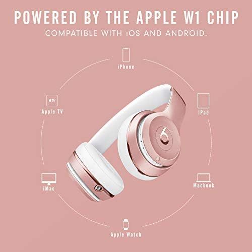 비츠 Beats Solo3 Wireless On-Ear Headphones - Apple W1 Headphone Chip, Class 1 Bluetooth, 40 Hours Of Listening Time - Rose Gold (Latest Model)