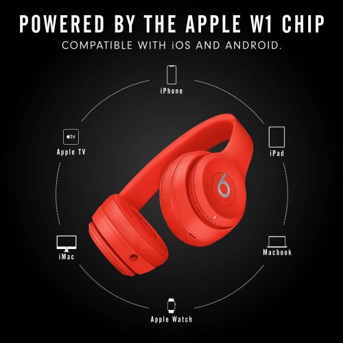 비츠 [아마존베스트]Beats Solo3 Wireless On-Ear Headphones - Apple W1 Headphone Chip, Class 1 Bluetooth, 40 Hours Of Listening Time - Red (Latest Model)