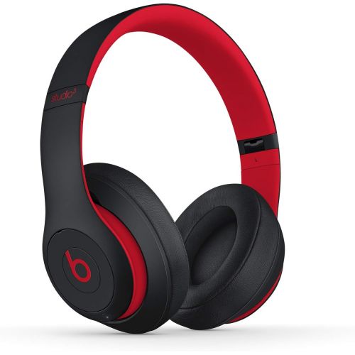 비츠 Beats Studio3 Wireless Noise Cancelling Over-Ear Headphones - Apple W1 Headphone Chip, Class 1 Bluetooth, 22 Hours of Listening Time, Built-in Microphone - Defiant Black-Red (Lates