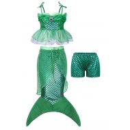 Beatysk Cosplay Party Dress Up Swimsuit Little Mermaid Ariel Princess Costume Dress Girls Bathing Set
