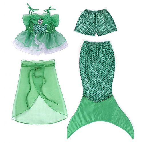  Beatysk Cosplay Party Dress Up Swimsuit Little Mermaid Ariel Princess Costume Dress Girls Bathing Set