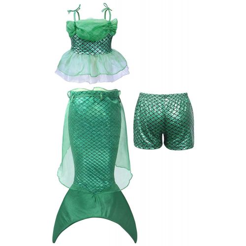  Beatysk Cosplay Party Dress Up Swimsuit Little Mermaid Ariel Princess Costume Dress Girls Bathing Set