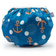 Beau & Belle Littles Large Nageuret Reusable Swim Diaper, Adjustable & Stylish Fits Diapers Sizes 4-7 (Approx. 20-55lbs) Ultra Premium Quality for Eco-Friendly & Swimming Lessons (Anchors)