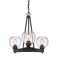 Beaumont Lane 3 Light Chandelier in Rubbed Bronze with Seeded Glass