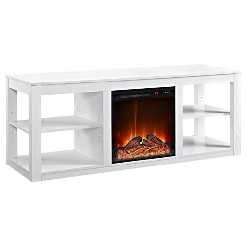  Beaumont Lane Electric Fireplace Heater TV Stand Console in White