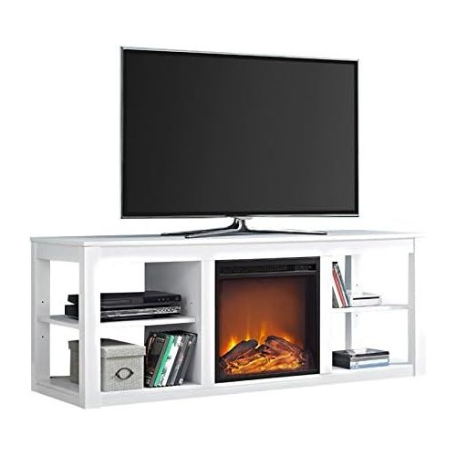  Beaumont Lane Electric Fireplace Heater TV Stand Console in White