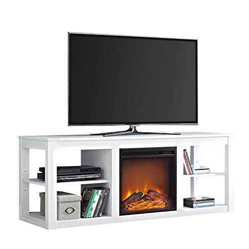  Beaumont Lane Electric Fireplace Heater TV Stand Console in White