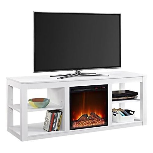  Beaumont Lane Electric Fireplace Heater TV Stand Console in White