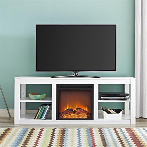  Beaumont Lane Electric Fireplace Heater TV Stand Console in White