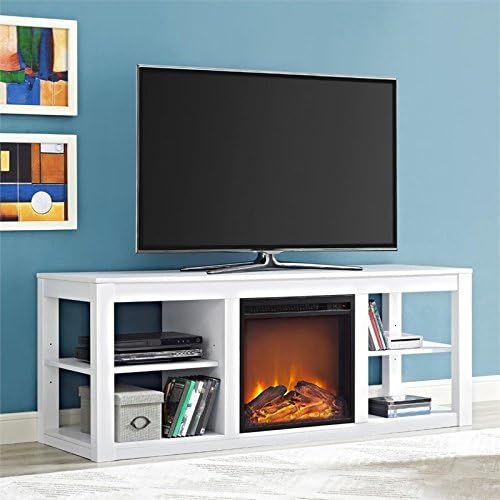  Beaumont Lane Electric Fireplace Heater TV Stand Console in White