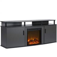 Beaumont Lane Electric Electric Fireplace Heater TV Console for TVs up to 70 in Gray
