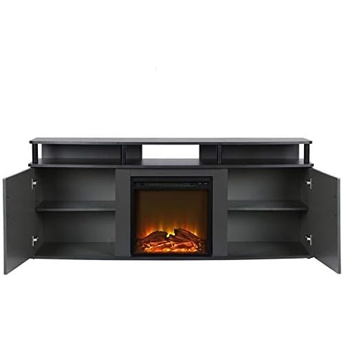  Beaumont Lane Electric Electric Fireplace Heater TV Console for TVs up to 70 in Gray