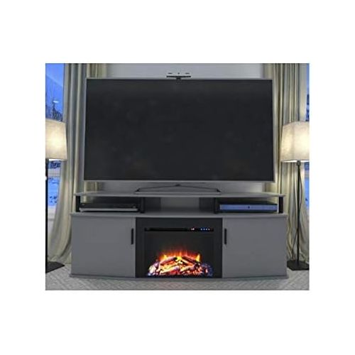  Beaumont Lane Electric Electric Fireplace Heater TV Console for TVs up to 70 in Gray