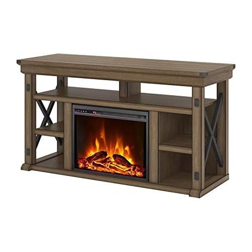  Beaumont Lane Wildwood Electric Fireplace Heater TV Stand Console up to 60 in Rustic Gray