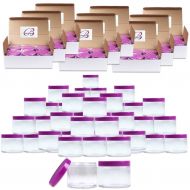 Beauticom 4 oz. (120g /120ML) (Quantity: 216 Packs) Thick Wall Round Leak Proof Clear Acrylic Jars with PURPLE Lids for Beauty, Cream, Cosmetics, Salves, Scrubs