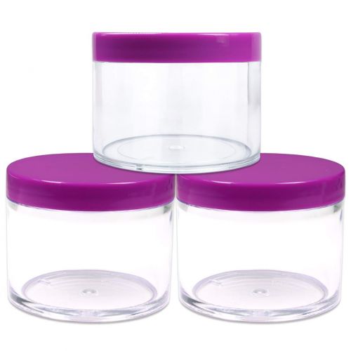  Beauticom 4 oz. (120g /120ML) (Quantity: 216 Packs) Thick Wall Round Leak Proof Clear Acrylic Jars with PURPLE Lids for Beauty, Cream, Cosmetics, Salves, Scrubs
