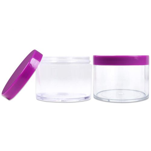  Beauticom 4 oz. (120g /120ML) (Quantity: 216 Packs) Thick Wall Round Leak Proof Clear Acrylic Jars with PURPLE Lids for Beauty, Cream, Cosmetics, Salves, Scrubs