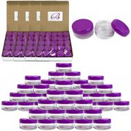 Beauticom 5G/5ML Round Clear Jars with Purple Lids for Makeup, Lotion, Creams, Eyeshadow, Cosmetic Product Samples - BPA Free (Quantity: 500 Pieces)