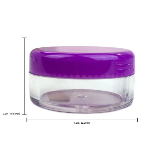  Beauticom 5G/5ML Round Clear Jars with Purple Lids for Makeup, Lotion, Creams, Eyeshadow, Cosmetic Product Samples - BPA Free (Quantity: 500 Pieces)