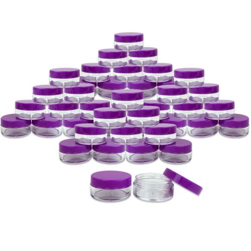  (Quantity: 1000 Pieces) Beauticom 10G/10ML Round Clear Jar with Purple Lids for Pills, Medication, Ointments and Other Beauty and Health Aids - BPA Free