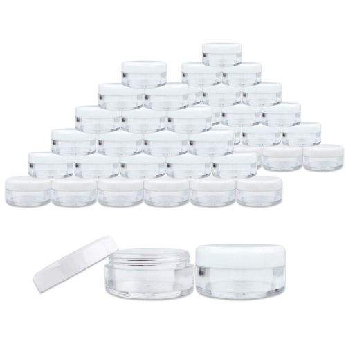  (500 Pcs) Beauticom 5G/5ML Round Clear Jars with White Lids for Pills, Medication, Ointments and Other Beauty and Health Aids - BPA Free